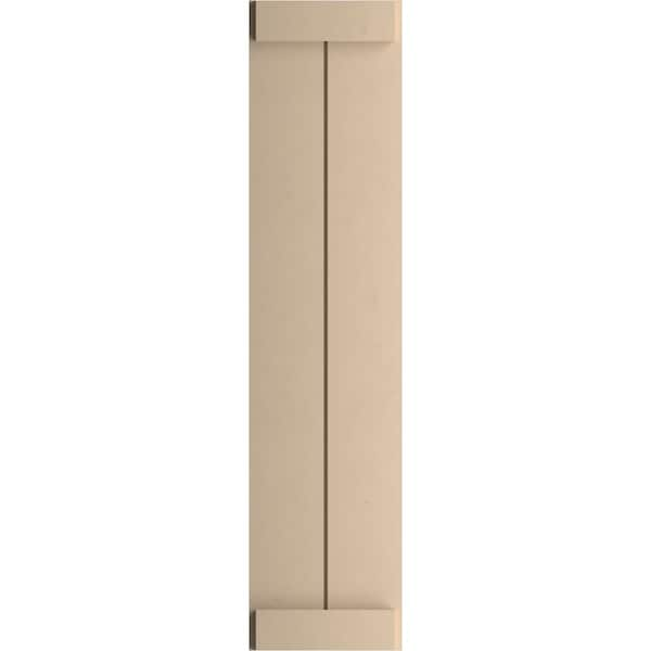 Rustic Two Board Joined Board-n-Batten Smooth Faux Wood Shutters W/End Batten, 11W X 72H